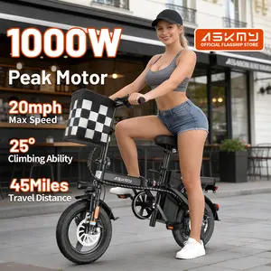 E14 Lightweight Folding Electric Bike for Adults, 1000W Motor, 45 Mile Range | 14" Tubeless Tires, Dual Disc Brakes | UL Certified Safe Battery, 12-Month Warranty, Portable Urban Commuter