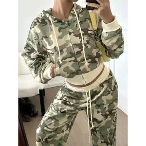 Y2K Camo Zipper Hoodie Jacket, Fashion Harajuku Casual Style Slim-Fit Hooded Sweatshirt Coat, Hip-Hop Streetwear for Fall & Winter