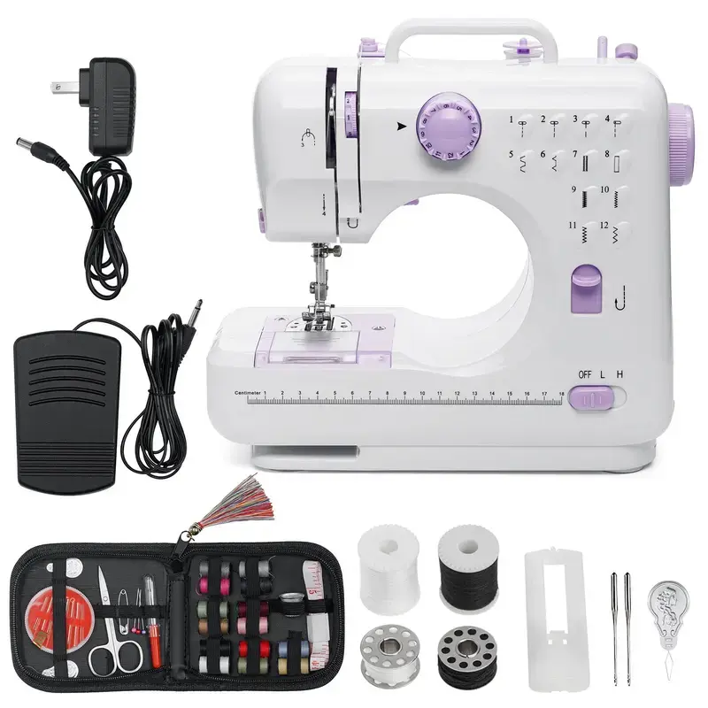 Compact Portable Sewing Machine - Multifunctional Home Sewing Tool with 12-Needle System, Foot Pedal Control, Automatic, Beginner Friendly, Ideal for Small Repairs & Crafting, Valentine's Day Gift for Mothers,toolupgrade