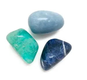 Happy & Peaceful Home Tumbled Stone Set - Sodalite, Amazonite, Angelite Crystals - Communication, Calming Energy, and Spiritual Intuition