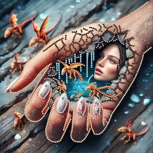 5D Diamond Painting Kit, Dreamy Face in Hand Canvas Wall Art, Indoor Decoration, Bedroom, Living Room, Home Office, 11.8x11.8 Inches