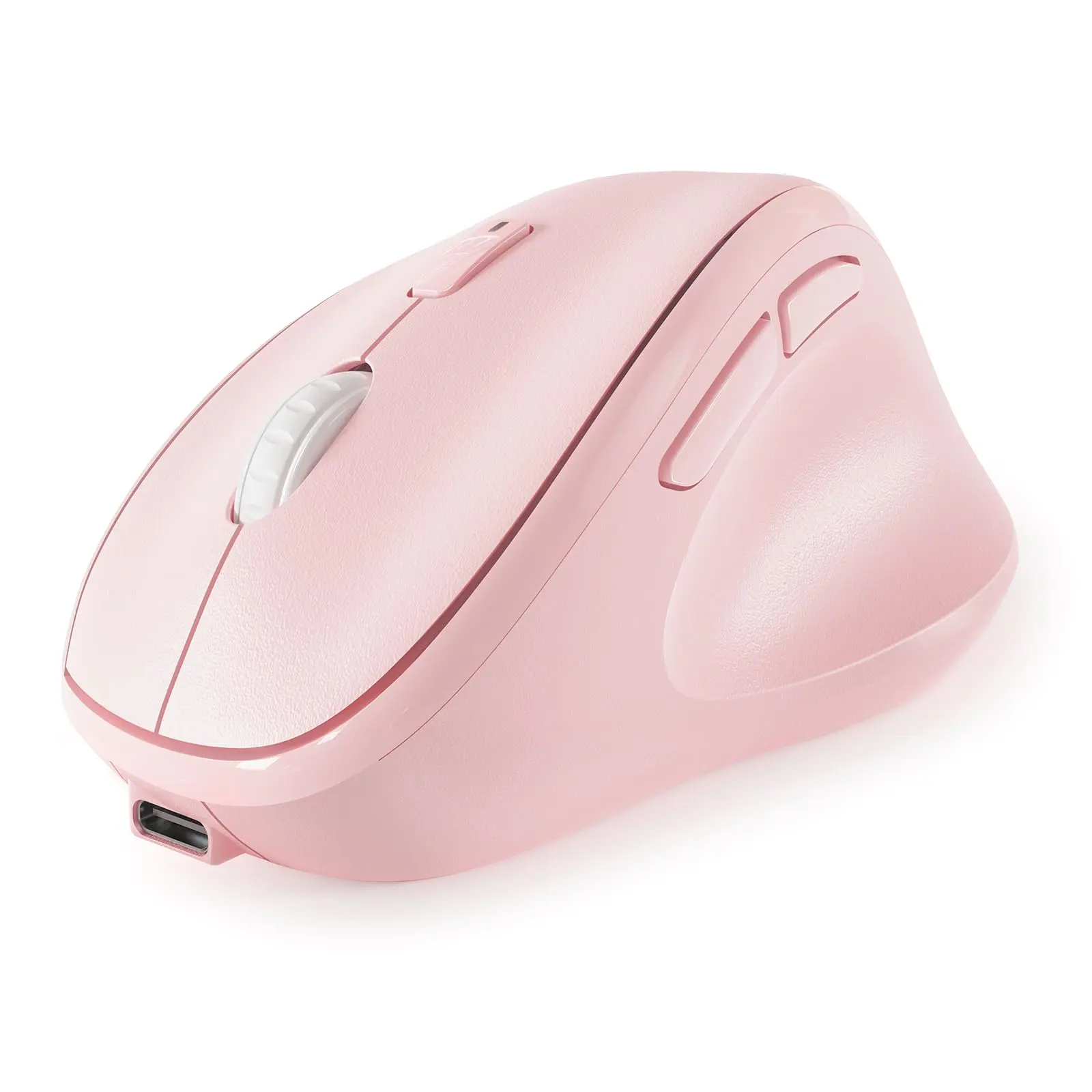 Micropack Vertical Mouse Multi-device  3-mode 5.0 & 3.0 2.4g Wireless With Adjustable Dpi Silent Click For Laptop Macbook Pc Windows Android Ios Macos Pink