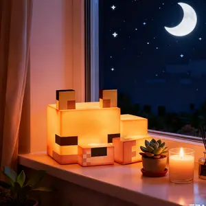Fox LED Night Light - Cute Soft Glow Battery Powered Animal Lamp for Kids Bedroom Nursery Playroom and Gaming Desk Decor Portable Night Lamp for Girls Boys and Pixel-Style Fans Cozy Warm Amber Glow Ideal for Gamers and Kids Decorative Ambiance Lighting