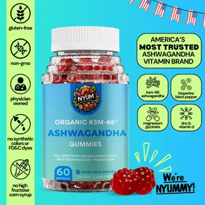 Nyum Nutrition KSM-66 Ashwagandha & Magnesium Gummy – Mixed Wild Berry, Vegan, Organic, Non-GMO, Gluten-Free & Gelatin-Free. Powered by Bioperine for Enhanced Absorption Natural Dietary Supplement Sleep Support