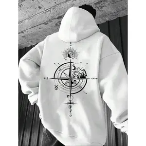Men’s fleece-lined zip-up hoodie jacket, warm winter casual style, long-sleeve hooded sweatshirt with large graphic print and pockets