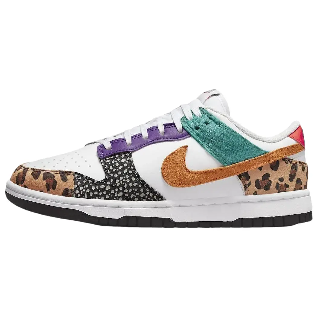 Nike Dunk Low SE 'Safari Mix' Women's, Shoe, Sneaker, Street Wear, Bold Print, Casual Sport, Cushioned Sole, Streetwear, Dunk Silhouette, Layered Look, Leather Suede, Classic Dunk Silhouette