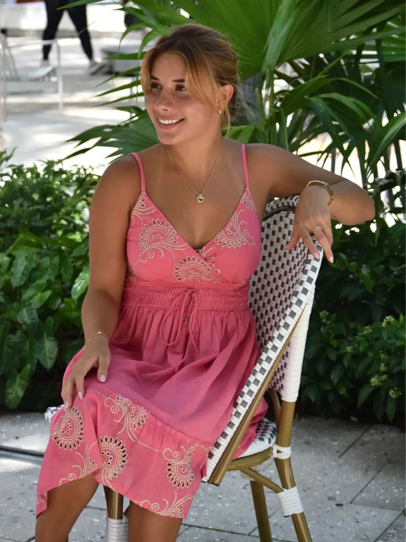 Pink Palms Mini Dress