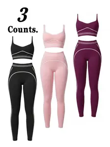 Women's Yoga Pilates Two-Piece Set, Colorblock Design, Quick-Dry Fitness Wear, High-Waisted Sports Bra, Butt Lifting Yoga Pants, Multiple Colors Available