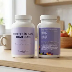 2pcs Super Folinic Acid High Dose Powder , Active Folate (Leucovorin) Supplement, Folic Acid Metabolism Support, Gluten-Free, Dairy-Free, Soy-Free  63g#SummerVibes