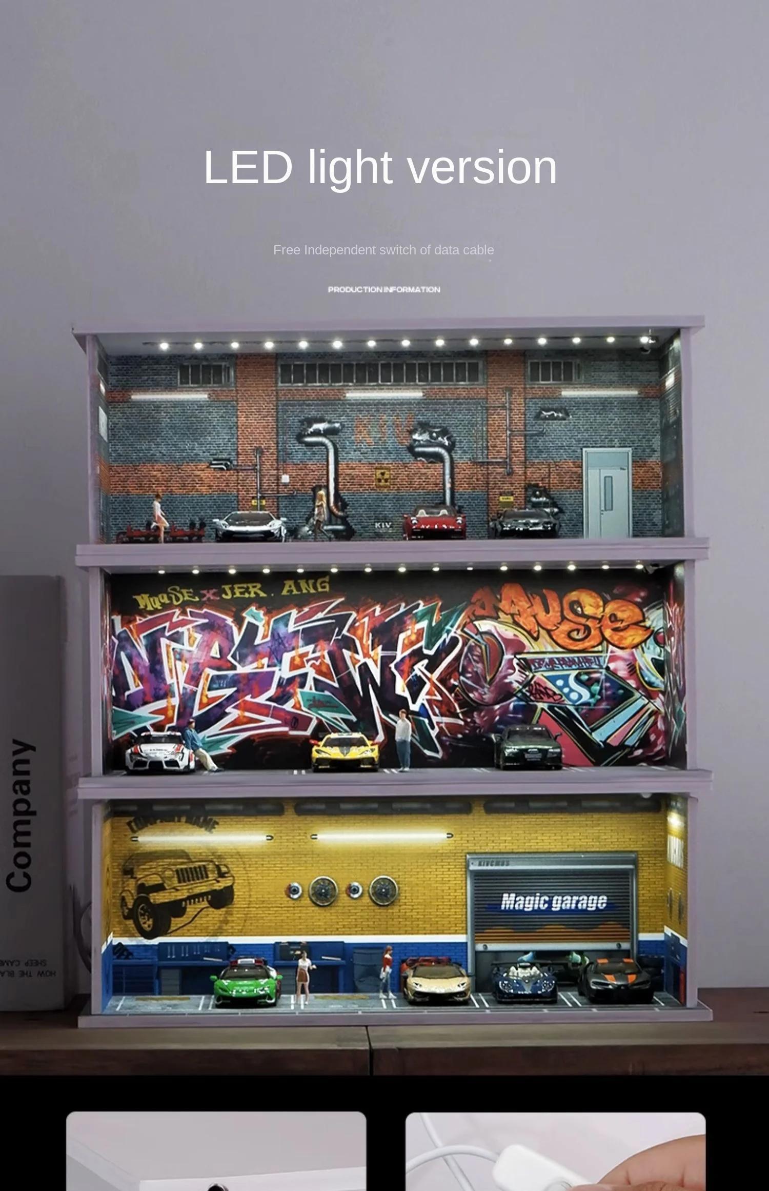 Collector 1/64 Garage Parking Lot Alloy Car Model Car Scene Storage Display Box Car Model Replica Collection Toys for Boys