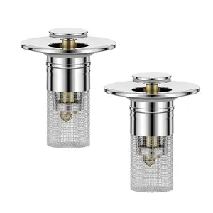 Bathroom Sink Filter: Pop-Up Drain Strainer with Removable Stainless Steel Hair Catcher Basket