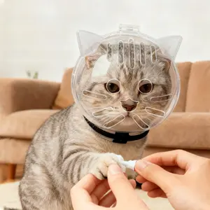 PetBoba Transparent Cat Head Cover & Protective Paw Covers – Scratch-Resistant, Lick-Proof, Fight-Deterrent for Bathing & Nail Trimming