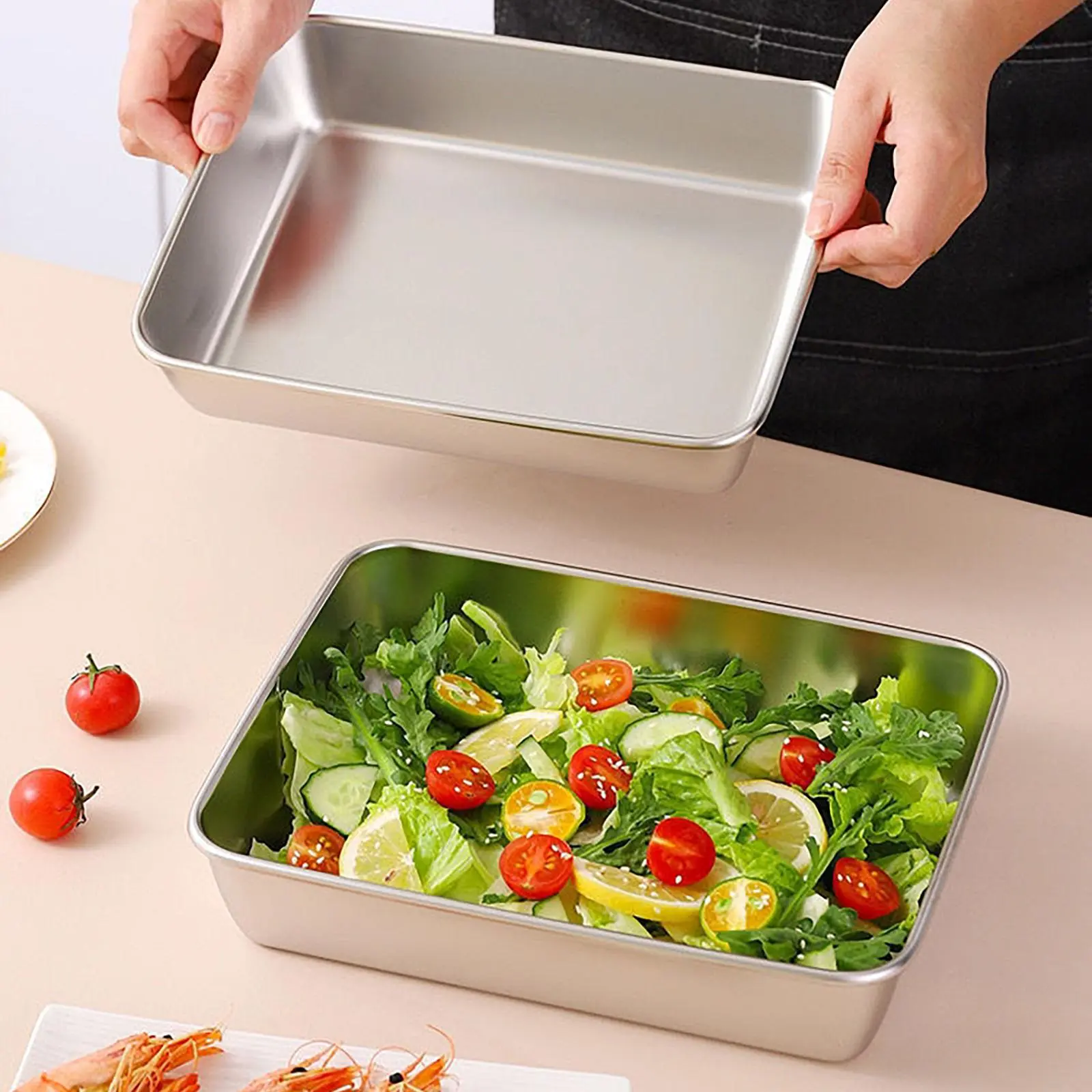 BIG 3PCS Stainless Steel Organized Food Storage Box, 3 Counts/set Square Food Storage Container, Durable Bento Box with Lid, Lunch Box, Leakproof Lunch Container, Meal Prep Containers, Kitchen Gadgets Sealing, Travel Accessories, Kitchen Gadgets Utensils