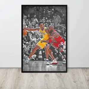 Kobe & Michael Jordan Poster  Wall Art, Vintage Print for Sports Fans & Home Decor