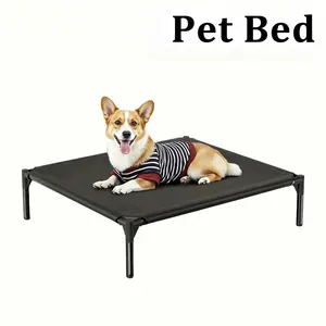 Suitable for medium and large dogs;Breathable elevated dog bed, portable elevated pet hammock with breathable mesh fabric and a durable frame; outdoor pet accessory mat with washable mesh and metal frame; premium installation for summer ambiance.