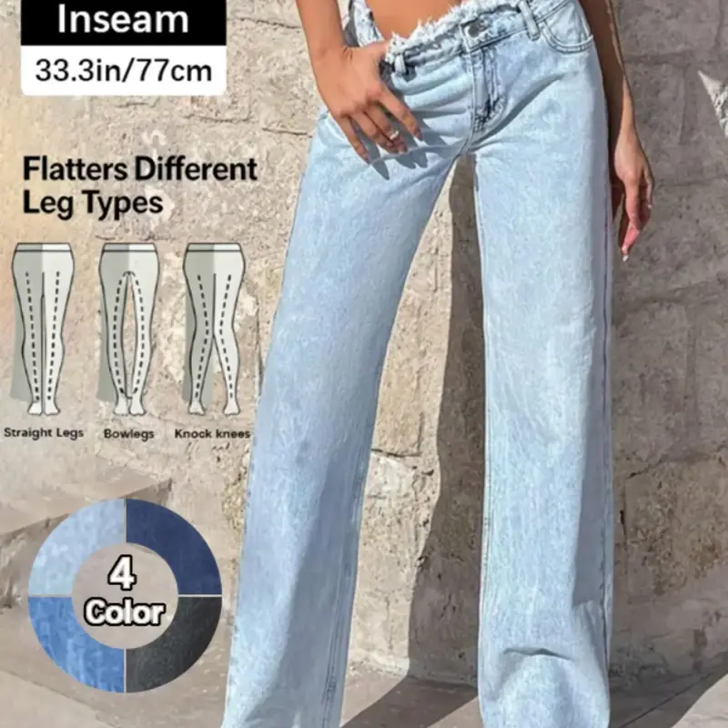 Women High Waist Raw Hem Baggy Light Wash Denim Jeans Button, 2026 T-Chic All-Season Versatile Everyday New Hit Outdoor Casual Straight Leg Pants, Comfortable Outdoor Wear, Stylish Ladies' Bottoms, High Waisted Jeans, Fit, Fashion Jean Bottoms