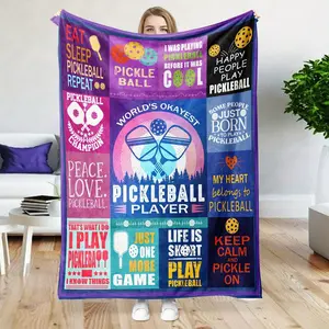 Vibrant Pickleball-Themed Throw Blanket with Playful Quotes for Pickleball Players & Fans