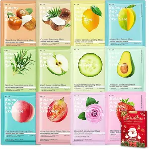 12 Pcs Daily Care Face Sheet Mask, Hydrate Moisturize Soothe, Multipack Beauty Mask Set, for All Skin Types, Gel Form