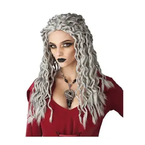 Gray Crinkle Dreads Women's Costume Wig