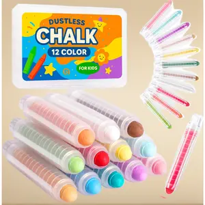 Dustless Chalk for Kids – 12 Colors Washable Sidewalk Chalk Set with Protective Box, Mess-Free for Indoor Chalkboards, Paper & Sidewalks, Perfect for Toddlers, Boys & Girls