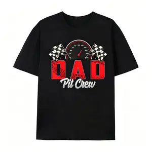 Racing Dad Repair Team Logo Print Men's Casual T-Shirt, Summer Men's Round Neck Short Sleeve T-Shirt, Fashionable Versatile Trendy Print Short Sleeve