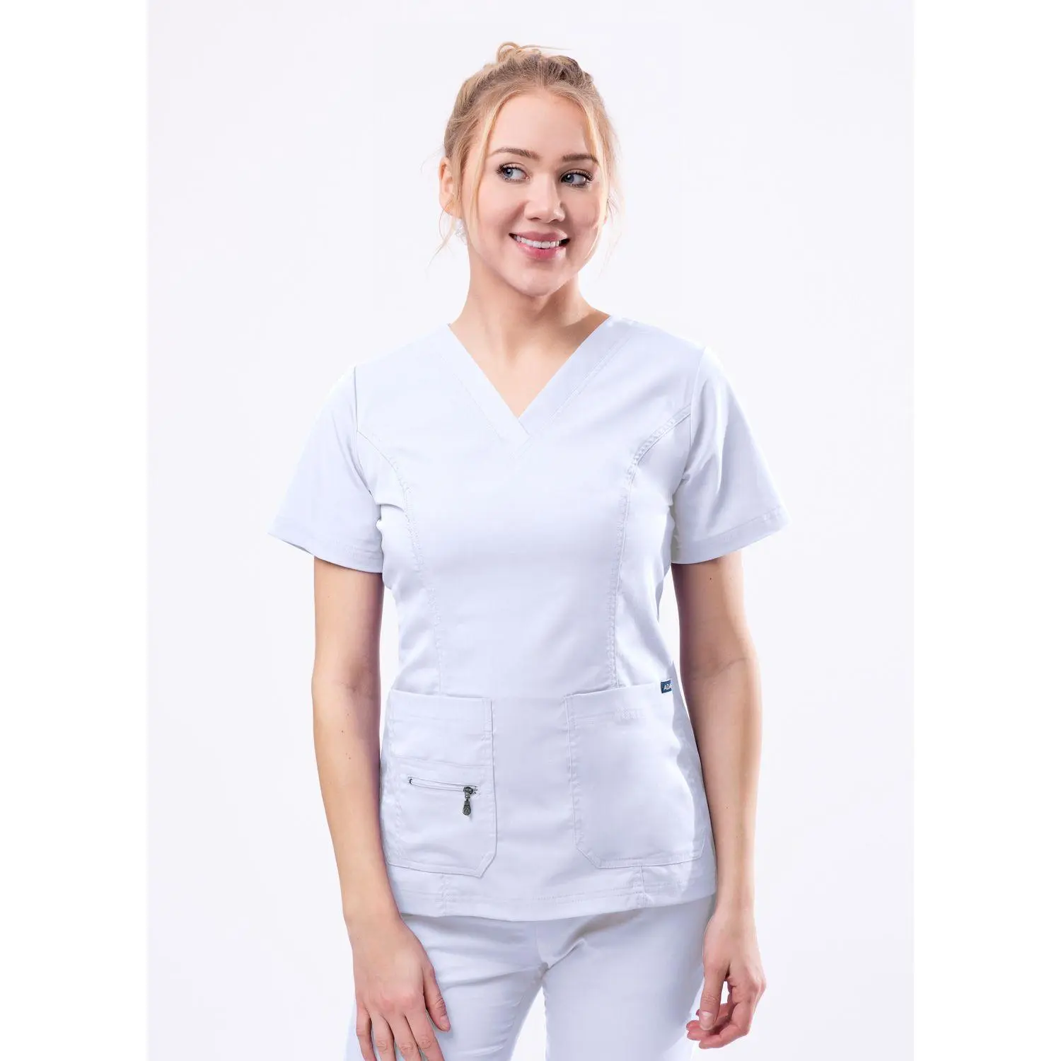 Elevated V-Neck Scrub Top by Adar XXS-3XL /  White