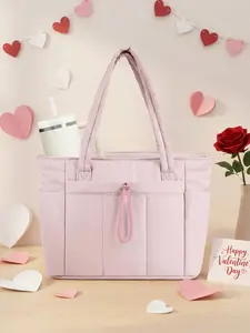 Lightweight Large-Capacity Tote Bag for Women with Compartments, Quilted Shoulder Work Bag for Nurse Office Travel Gym, 15.6 Inch Laptop Handbag for Teacher, Personal Item Tote Purse, Stylish Square Bag