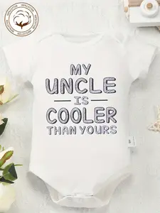 100% Pure Cotton Baby Onesies, My Uncle Is Cooler Than Yours Letter Print, Soft And Fashionable Round Neck Baby Onesies, for Outdoor