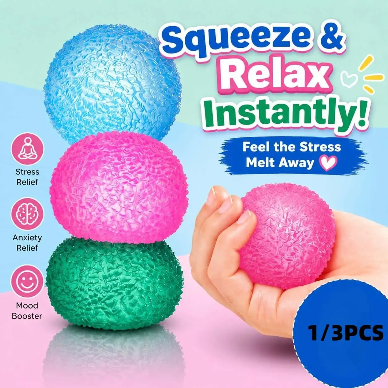 1/3/6 Pack Squishy Stress Balls, Colorful Fidget Toys for Anxiety Relief, Soft Sensory Squeeze Balls for Kids Adults, Stress Relief Desk Toys, Stress Relief Fidgets, Party Favors Gift Set, Stress Reliever, Fidget Squishies