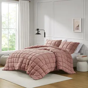 Intelligent Design ID10-2307 63 x 86 x 1.5 in. Dream Puff Down Alternative Comforter Set, Rose - Twin Size