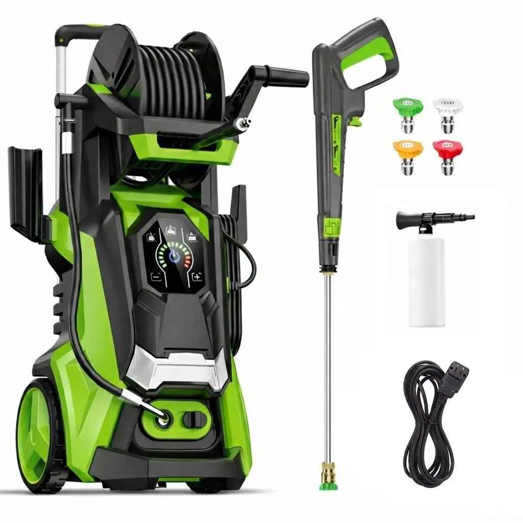 Electric Pressure Washer 5560PSI MAX 3.8GPM, 15 Level Adjustable Touch Screen, Everyday Cleaning Solution, with 4 Spray Nozzle, 500ML Foam Cannon, Stainless Steel Lance, Automatic Total Stop System for Car Wash, Home, Patio, Outdoor Cleaning,driveway,foot