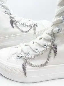 2pcs Wings Shape Pendant Double Layer Shoe Chain, Y2K Style Detachable Shoe Chain, Fashionable Accessory for Shoes, Shoe Decoration