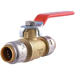 1/2 x 1/2 in PTC Ball Valve, Push-to-Connect Brass Water Shut-Off Plumbing Fitting