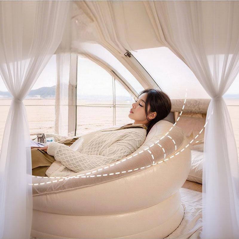 Automatic inflatable sofa with detachable inflation pump and USB cable for charging