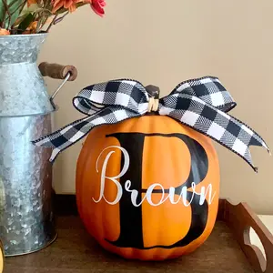 Personalized Monogrammed Pumpkins, White or Orange Faux Pumpkins Last name,
