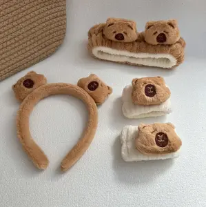 DreamVia™ Cute Capybara Plush Hair & Wristband Set – Fun Cartoon Accessories for Women & Kids