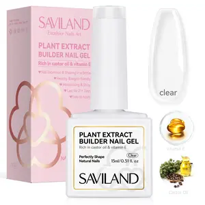 Saviland Clear Builder Nail Gel - 15ml Builder Nail Gel In A Bottle Nail Extension Gel Hard Gel Nail Strengthener Gel Rich in Castor Oil & Vitamin E for Damaged Nails Nail Repair Reforcement Nail Art Nail Care Nail Polish Manicure Cutics