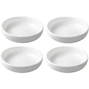 4pcs 3.8 inch White Ceramic Seasoning Dishes Dipping Bowls Appetizer Plates