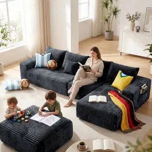 【Father's Day Gift】Oneroom oversized Gray 137"W x 59"D x 22"H U-Shaped,a cloud couch,sofas living room,living room furniture,sectional couch,boneless couch,couches,boneless sectional couch,cloud couches,couches for living rooms,Plush Corduroy,3 Packages,