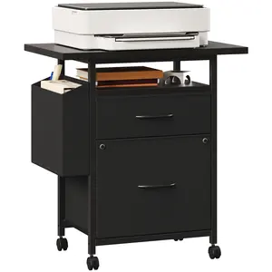 Rolling Filing Cabinet with Reinforced Fabric Drawers, 22/33 lbs Capacity Printer Stand for Home Office, A4 Size with Lockable Casters, 24" x 15" x 25.6"