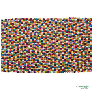 Multi Color Felt Ball Rug - Rectangle Multi Ball Carpet - Felt Ball Rugs - Free From Harmful Chemicals, Non-Toxic, Non-Allergic