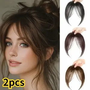 Synthetic Clip Hairpiece 2-Piece Straight Clip-In Wigs - Heat-Resistant Synthetic Fiber Extensions Hair, Adjustable Snap-On Mesh Caps, Seamless Blending, Secure Fit Salon-Quality Hair Extension for Parties, Daily Use