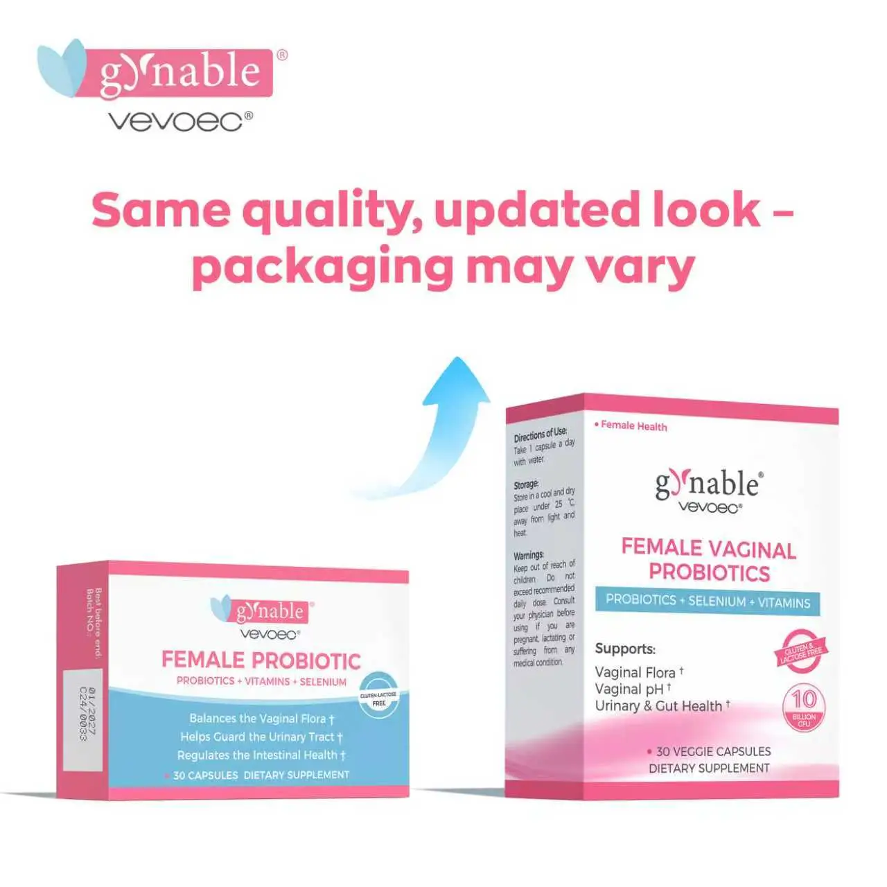 Gynable Women's Probiotics 30 Count (Pack of 1) with Organic Yeast Selenium, Vit...