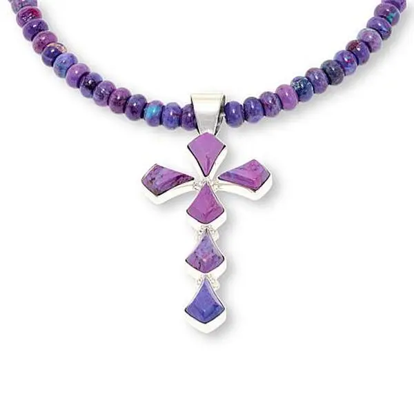 Mine Finds by Jay King Purple Composite Turquoise Pendant with Beaded Necklace