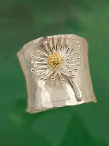 Bohemian Style Irregular Pattern Dandelion Wide Face Ring, Vintage Simple Unisex Daily Wear, Unique Design Jewelry for Men & Women