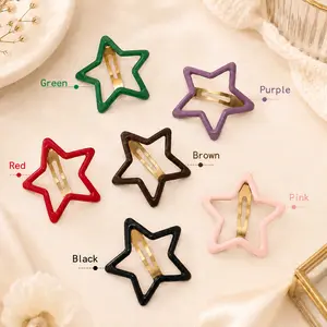 10pcs Star Shaped Hollow Out Design Hair Clip, Cute Casual Hair Accessories for Women & Girls, Simple Style Plain Color Temperament Seamless Bangs Clip for Party, Daily Clothing Barrettes Decor, Hair Clip Set