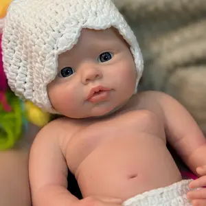 16Inch Open Eyes Silicone Girl Adorable Reborn Dolls 3D Painting with Visible Veins Full Body Soft Solid Silicone Reborn Dolls