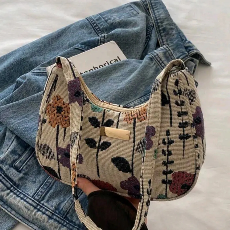Fashion Multifunctional Floral Print Shoulder Bag, Casual Zipper Hobo Bag for Women, Handbag for Daily Wear, Fashionable Daily Use Bag