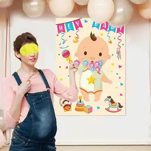 Pin The Pacifier on -gender Reveal Baby Game- Baby Shower Party Favors-birthday Prop Poster(Yellow)