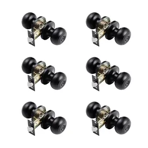 fathersdaygift  VEVOR 6 Pack Black Door Knobs, Privacy Door Knob with Round Ball, Keyless Exterior Thumb Turn Lock Interior, All Metal Doorknobs Hardware, Matte Black Modern Design for Bedroom Bathroom